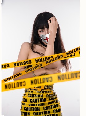 万圣节黄色caution警示胶带do not enter装饰英文警戒线胶纸25米