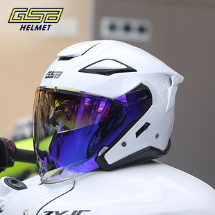GSB摩托车头盔四分之三半盔ABS材料双镜片半覆式机车摩旅S279