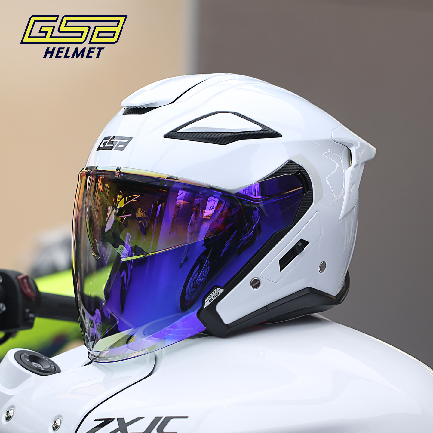 GSB摩托车头盔四分之三半盔夏季防晒双镜片男女半覆式机车摩旅279