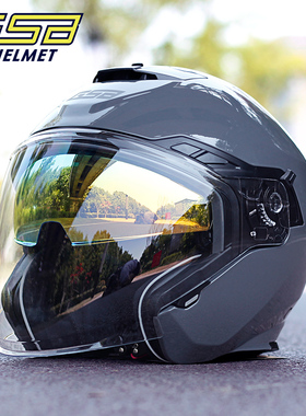 GSB摩托车头盔机车骑士半盔男女双镜片男女四分之三263半盔防晒