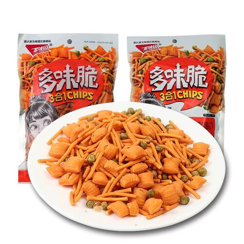 五味园多味脆三合一pk脆q薯条焦香三味虾皇锅巴耐嚼 解馋小吃零食