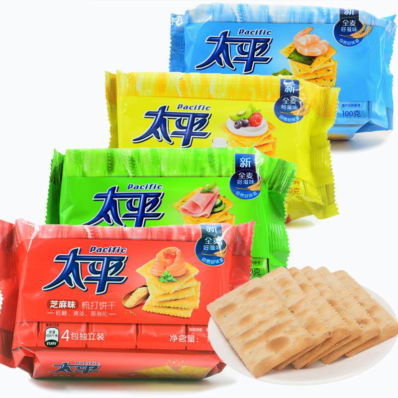 亿滋太平苏打饼干100g咸味香葱芝麻奶盐多口味梳打休闲零食品小吃