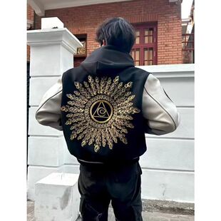 美式男士厚款夹棉刺绣棒球服男女秋季cleanfit情侣夹克外套上衣