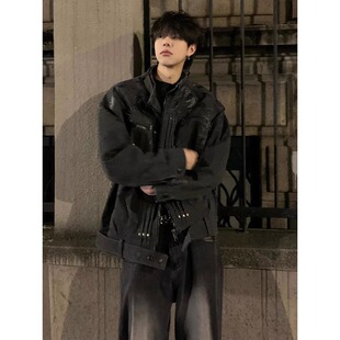 美式街头荆棘机车夹克男款春秋季潮牌小众高级感宽松休闲工装外套