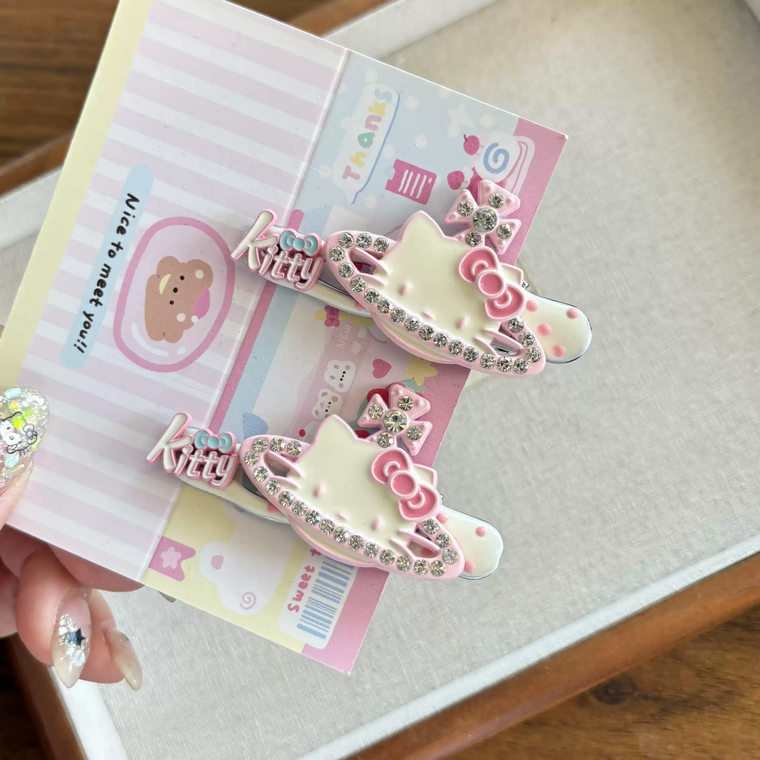 ins实拍韩国可爱粉色土星KT猫发夹甜美少女心刘海夹发饰头饰2223