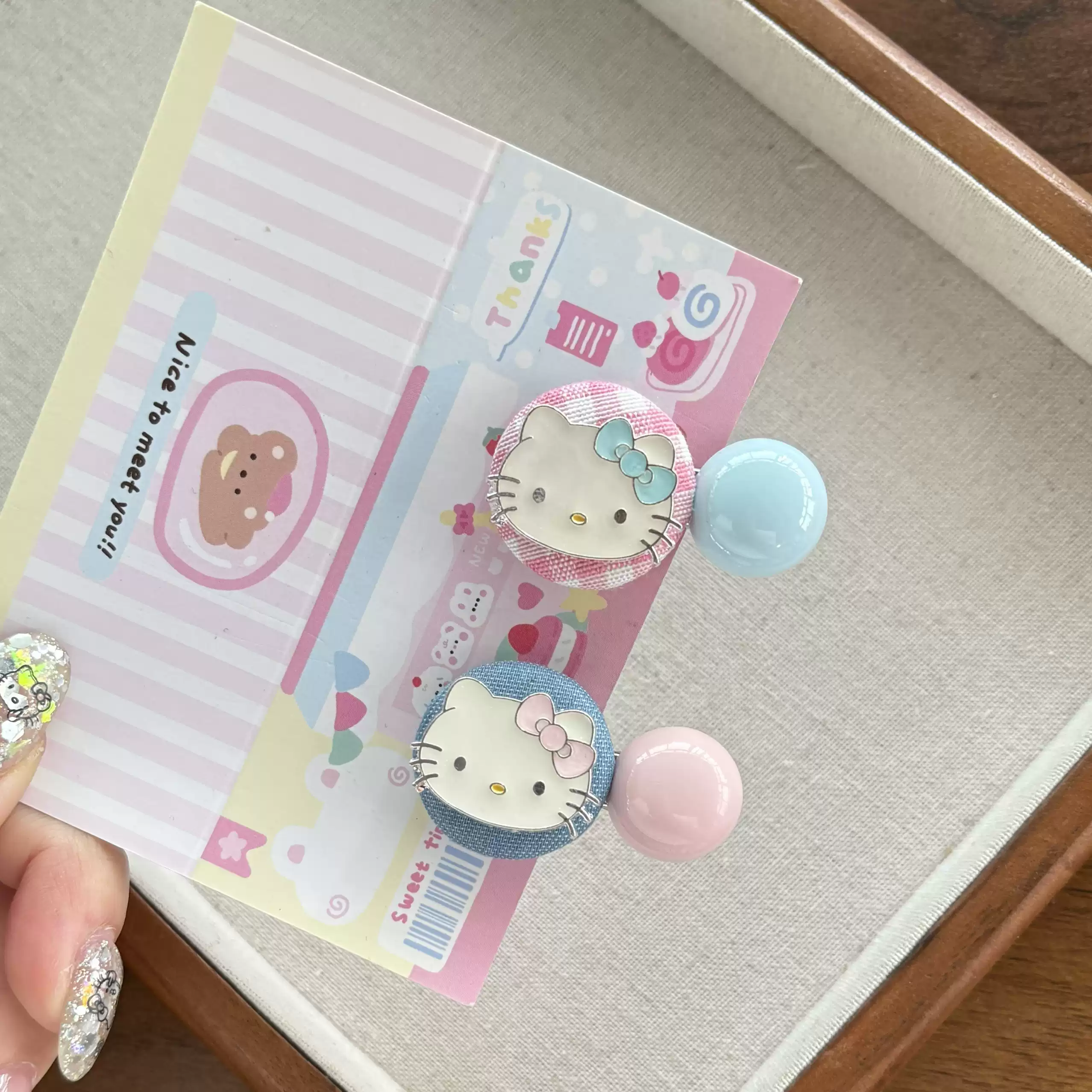 ins实拍韦雪同款可爱纽扣KT猫发夹甜美少女心刘海夹发饰头饰2213