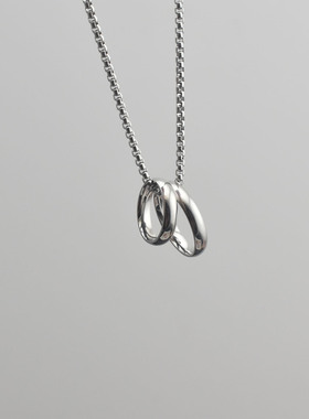 双戒指吊坠项链男女情侣项链