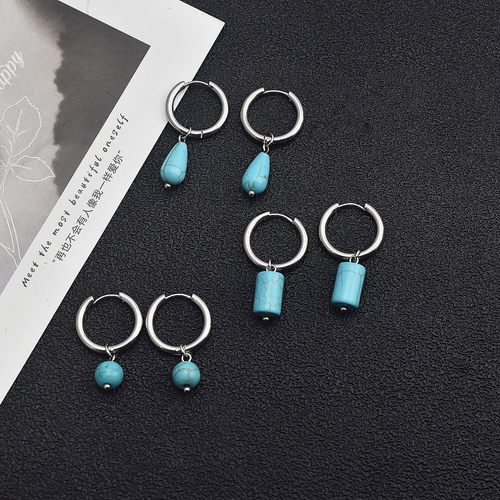 绿松石白松石无耳洞耳夹民族风