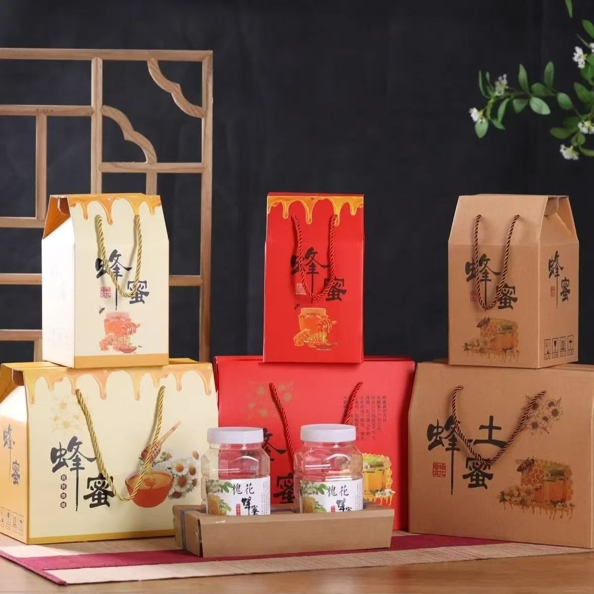 蜂蜜包装盒礼盒高档定制含托1斤装2斤装通用野生土蜂蜜专用礼品盒