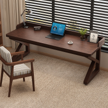 全实木书桌学习桌卧室家用电脑桌子书房办公桌靠墙学生双人长条桌