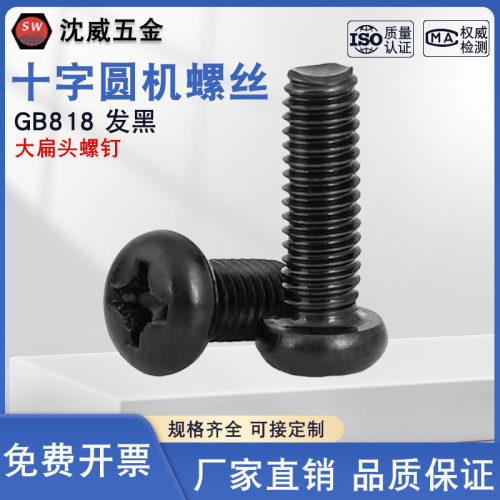 GB818发黑十字扁头圆机螺丝沈威