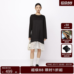 【商场同款】HPLY荷比俪冬季新款女假两件拼接蕾丝开衩连衣裙