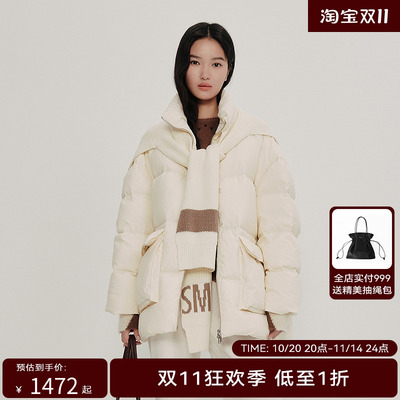 【轻羽系列】HPLY荷比俪2025冬新款女披肩立领中长款鹅绒羽绒服