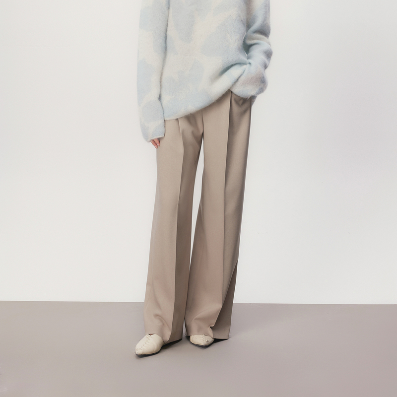 线上专享hply young秋季新款垂感出众阔腿直身慵懒西装通勤裤