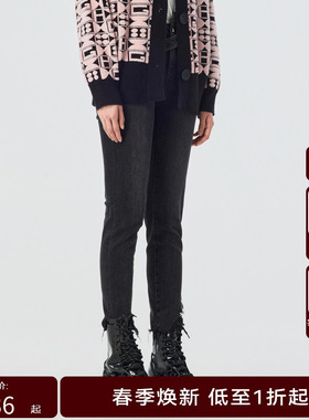 H·GENTEEL荷高 春新品经典款高腰九分小脚牛仔裤GUD11420591-1