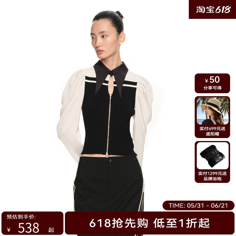 H·GENTEEL荷高2024新款春装女水滴形衬衫领简约小H身型上衣