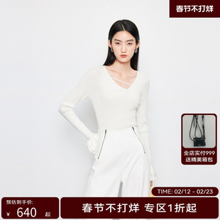 【商场同款】HPLY荷比俪2024春季新款女小花肌理女人味气质针织衫