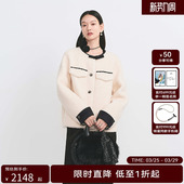 女拼接撞色圆领新中式 新款 HPLY荷比俪冬季 外套 商场同款