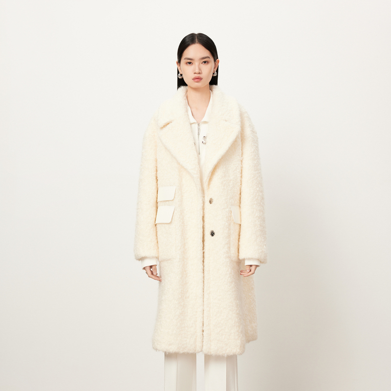 【商场同款】HPLY荷比俪2023冬季新圈圈呢软糯翻袋气质时髦大衣