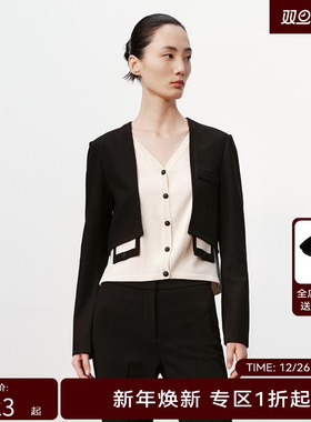 H·GENTEEL荷高新款冬装女假两件拼接撞色短外套GUE42630646