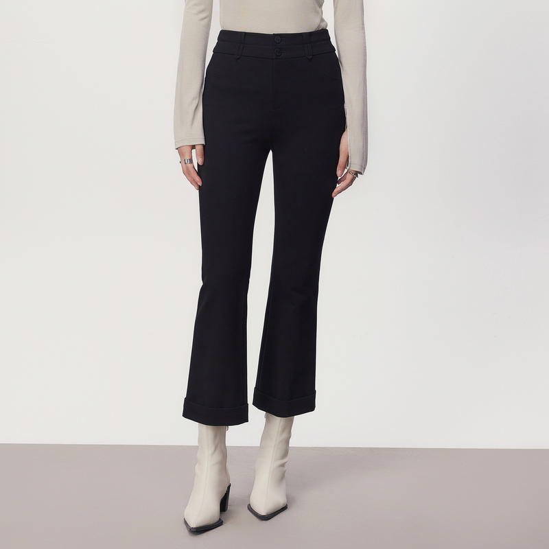 线上专享hply young修身实穿通勤显瘦喇叭裤休闲九分裤