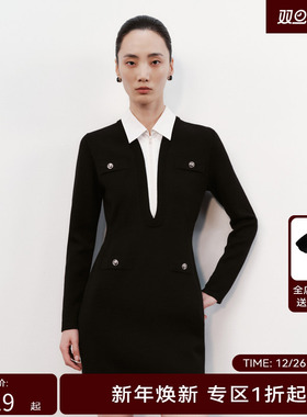 H·GENTEEL荷高新款冬装女拼接假两件衬衫连衣裙GUE41750606