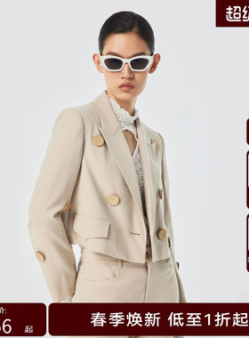 H·GENTEEL荷高春新品风格款波点元素箱型西装外套GUD11520662