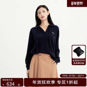 女显瘦V领宽松慵懒POLO毛衣 新款 商场同款 HPLY荷比俪冬季