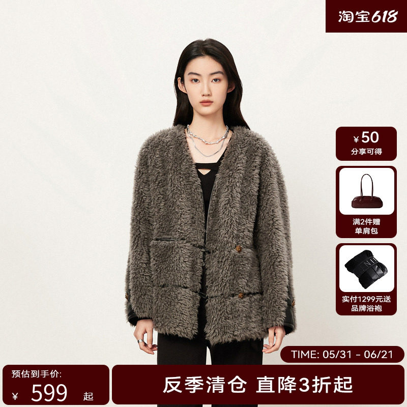 【商场同款】HPLY荷比俪冬季新款V领撞色休闲外套HZD42520350