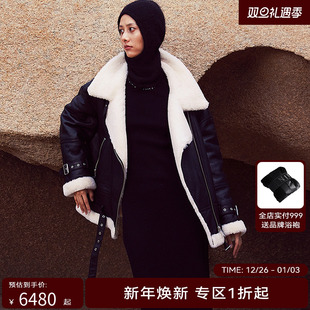 简约酷飒外套 女皮黑白机车风格 H·GENTEEL荷高新款 冬装