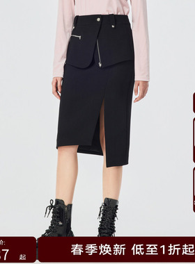 H·GENTEEL荷高春经典款酷飒不对称设计机能腰封半裙GUD12700508