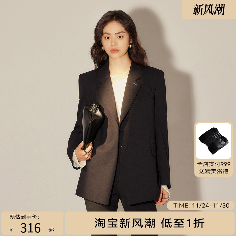 线上专享hply young秋季新款个性斜门襟宽松版型西装外套