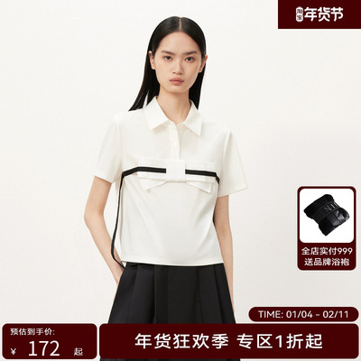 【商场同款】HPLY荷比俪秋季新款女立体蝴蝶结T恤HMD32620118