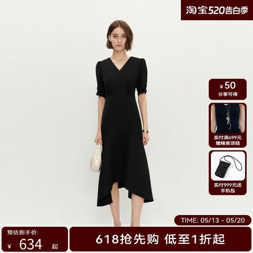 【商场同款】HPLY荷比俪2024夏季新款女收拢腰身修身气质连衣裙