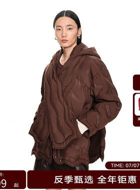 H·GENTEEL荷高年新款冬装女可拆卸围巾羽绒服