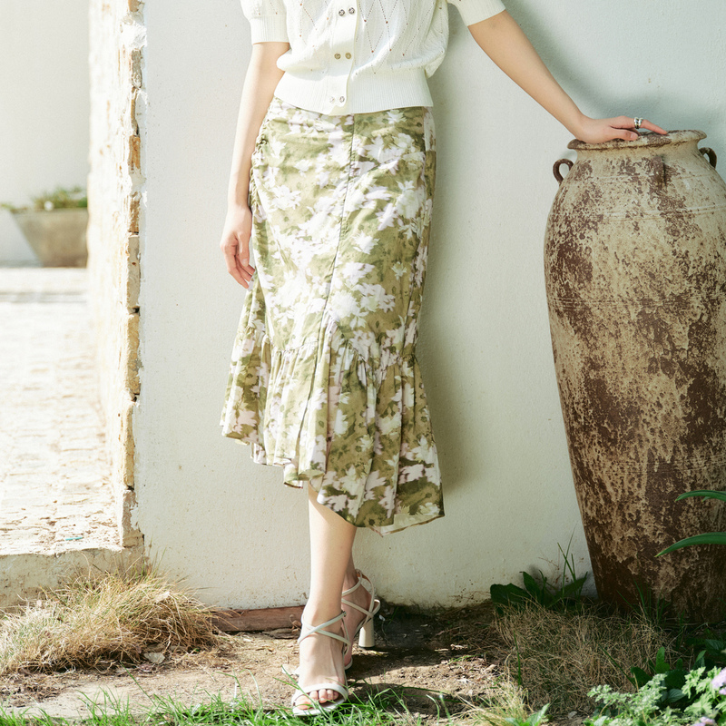 【商场同款】HPLY荷比俪夏季新款女气质蛋糕花边a字半身裙