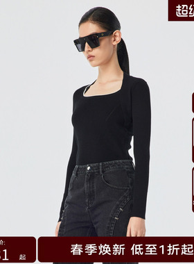 H·GENTEEL荷高春季新品经典款百搭好穿领口撞边毛衫GUD14650587