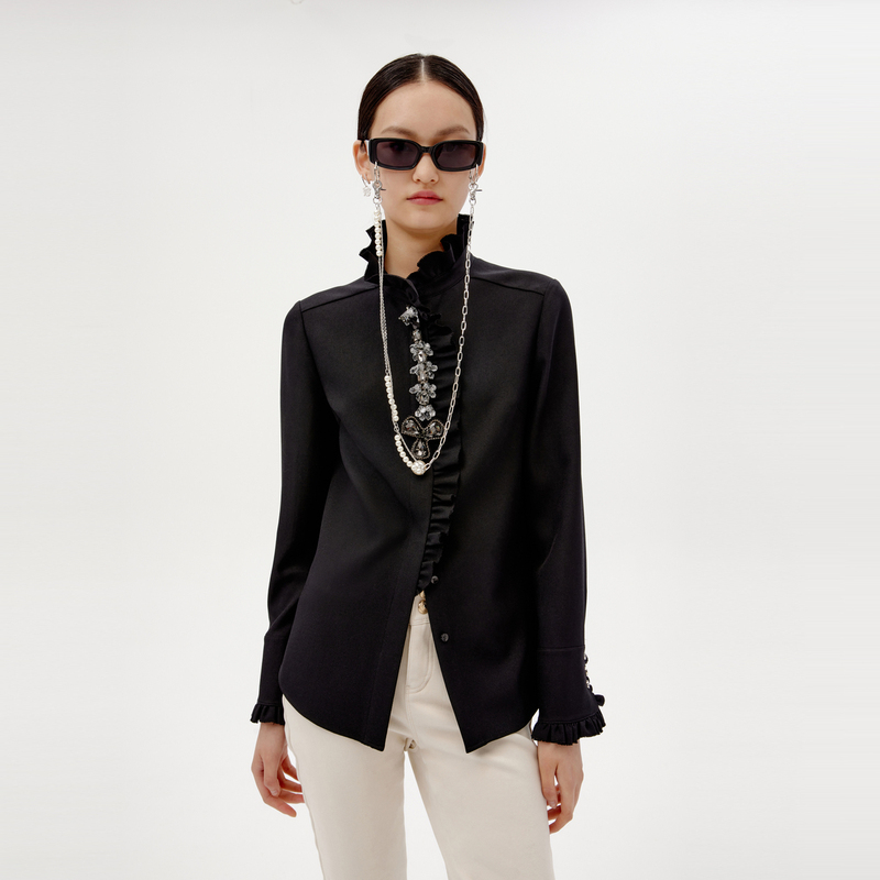 HPLY荷比俪冬新品女荷叶边衣领可拆卸装饰衬衫HDD41630604-2