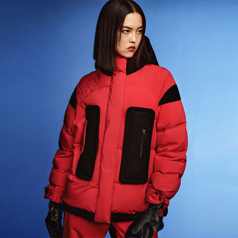 H·GENTEEL荷高2023年新款冬装女撞色拼接休闲保暖羽绒服