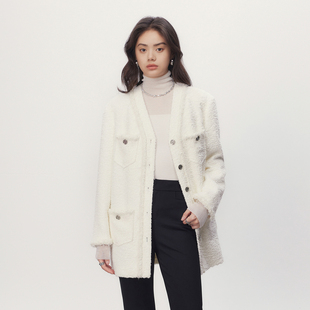 线上专享hply young2023秋季 廓形微宽肩柔飒V领香风外套 新款