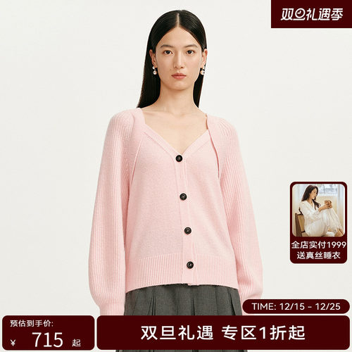 【商场同款】HPLY荷比俪冬季新款女含山羊绒假两件针织衫