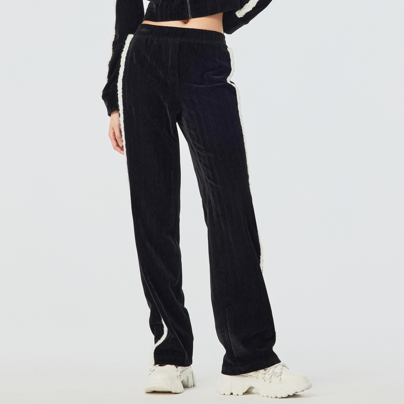 H·GENTEEL荷高 春季新品风格款黑白拼接质感直筒长裤