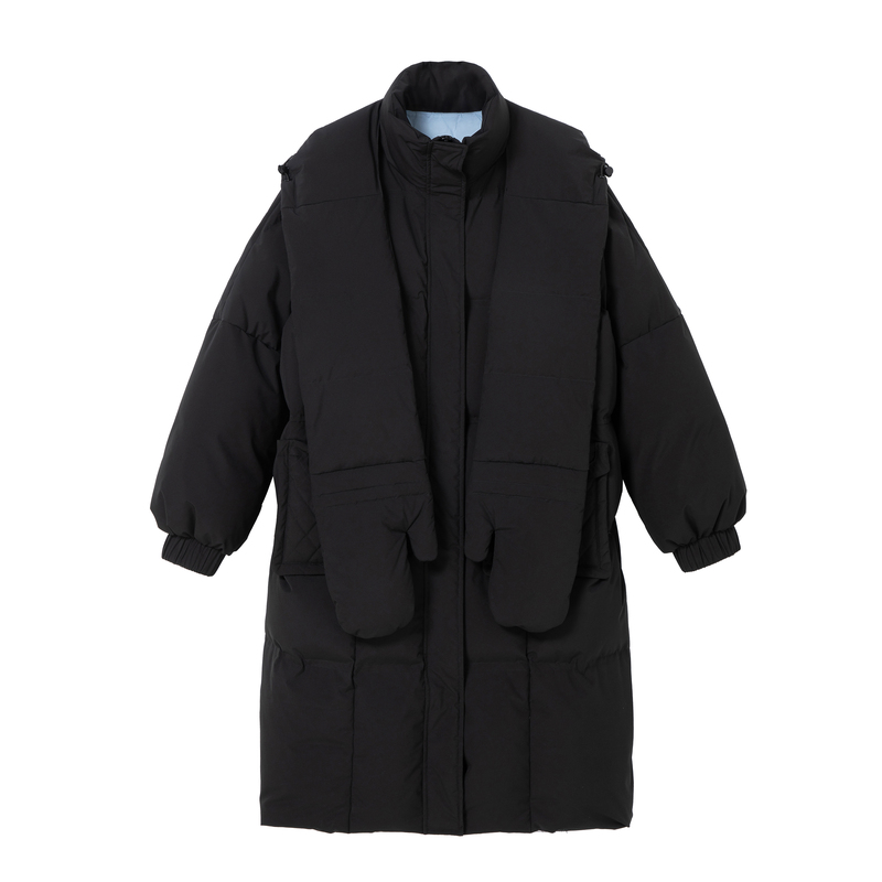 H·GENTEEL荷高2023年新款冬装女可拆卸鹅绒金属点缀宽松羽绒服