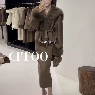 毛毛外套高腰半身裙两件套 女秋冬季 韩系时尚 显瘦高级感纯欲风套装