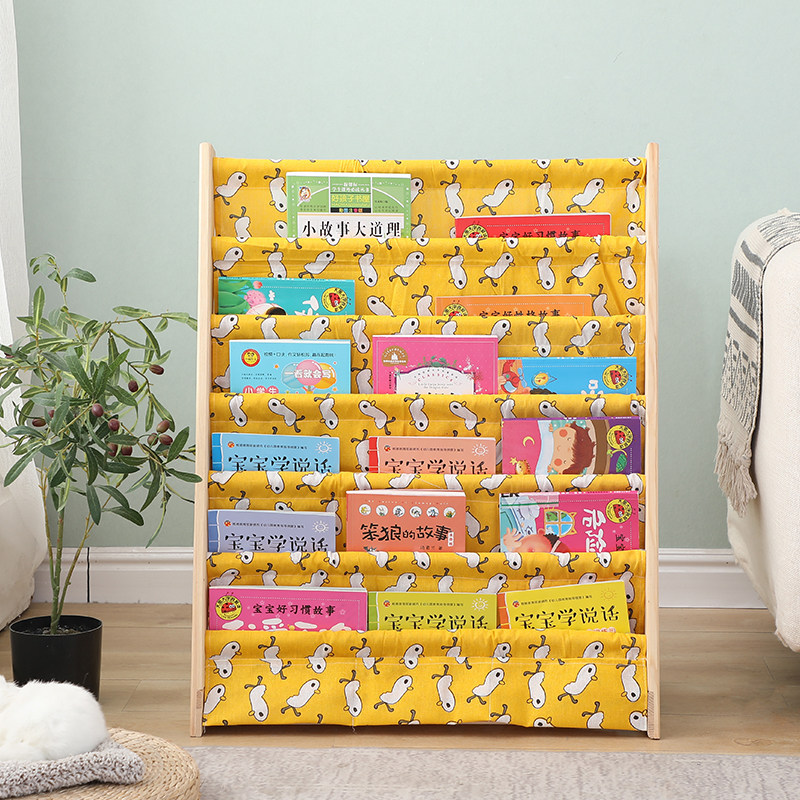儿童书架卡通实木落地书柜简易幼儿园宝宝置物架学生绘本架小书架