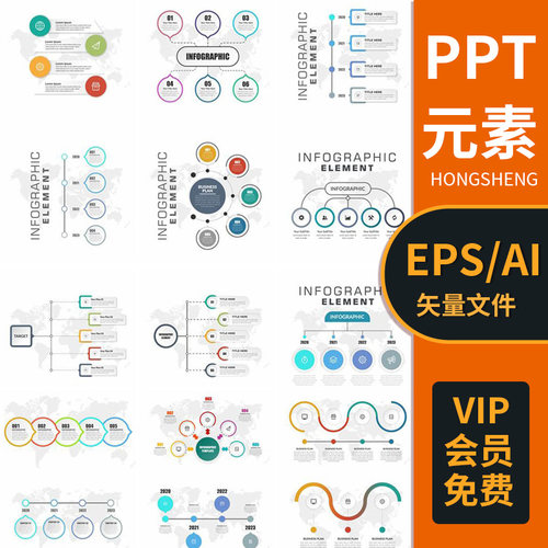 数据分析图表树状图时间表ppt幻灯片创意元素eps海报模板素材设计