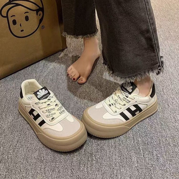 复古厚底百搭板鞋女 2025年春季 新款美式潮休闲增高运动鞋女