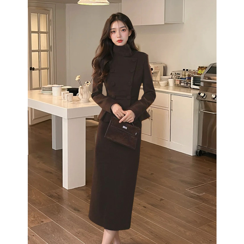 2024冬季新款时尚气质显瘦修身设计师高端呢子套装裙秋冬姐系穿搭