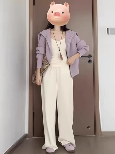 Сиреневый трикотажный свитер, демисезонная куртка, зимний кардиган