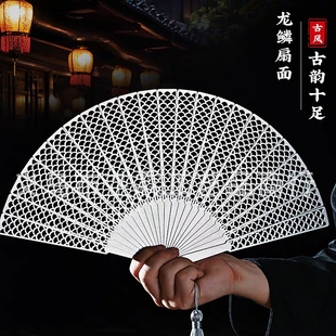 7寸全金属合金精钢不锈钢古风折扇小巧便携随身折叠龙鳞暗器扇子